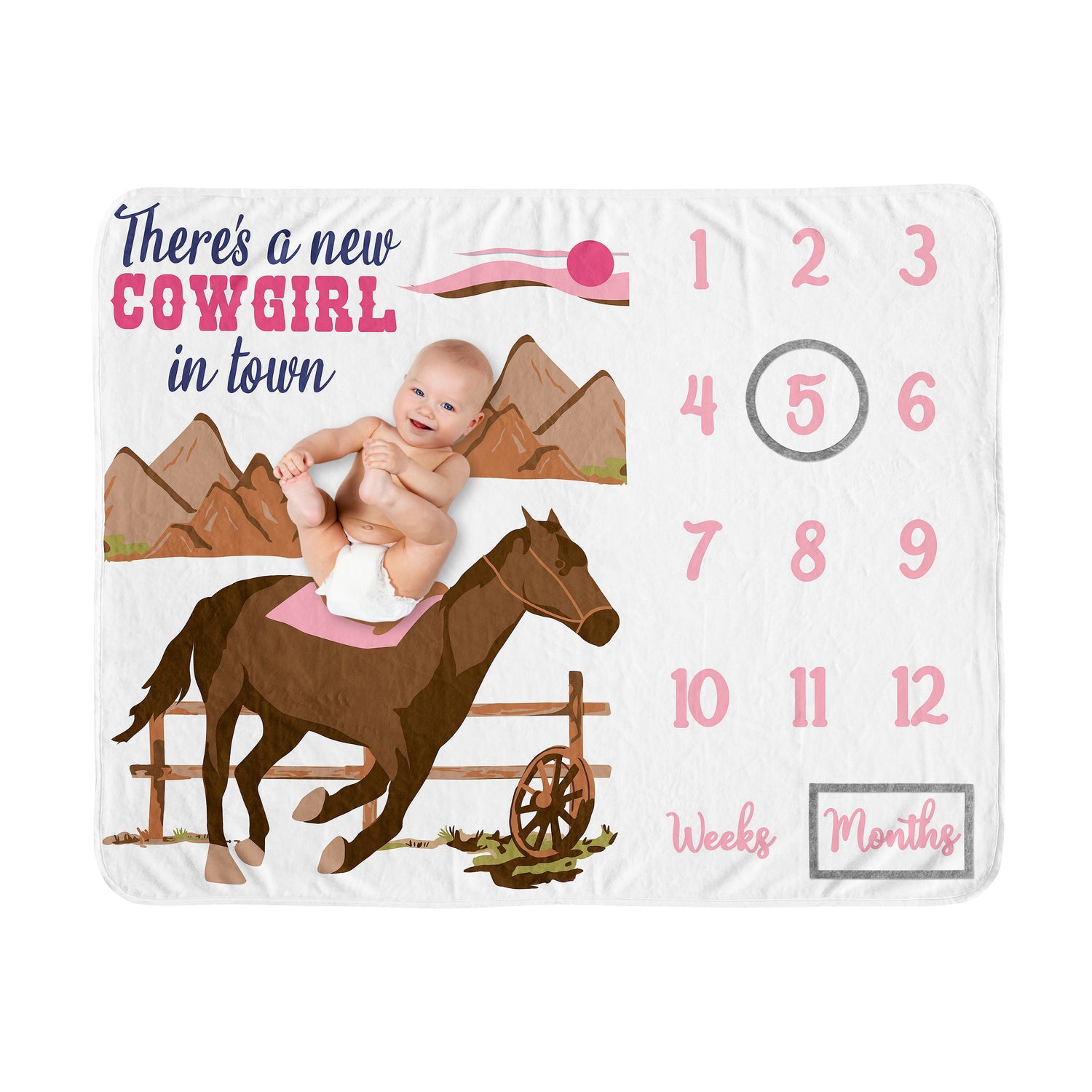 Western Cowgirl Collection Monthly Milestone Baby Blanket