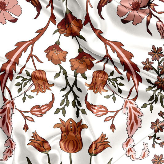 Boho Floral Wildflower Rust Orange and Ivory Collection Satin Fitted Crib Sheet