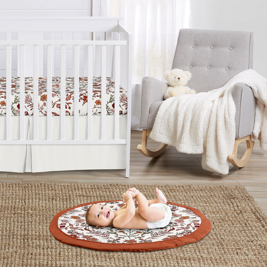 Boho Floral Wildflower Rust Orange and Ivory Collection Playmat