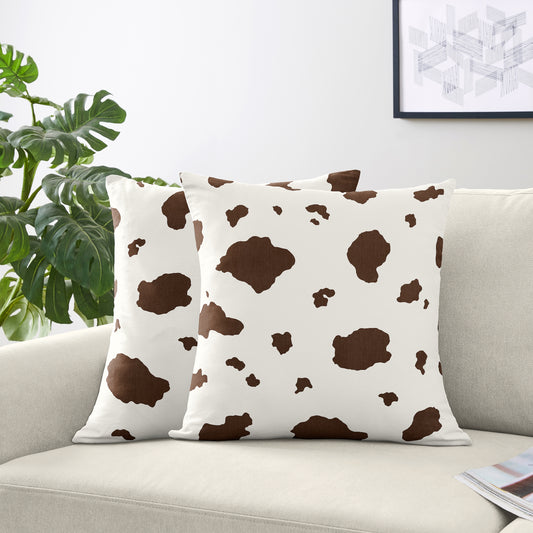 Wild West Cowboy Collection Cow Print Decorative Accent Throw Pillow Covers - Set of 2