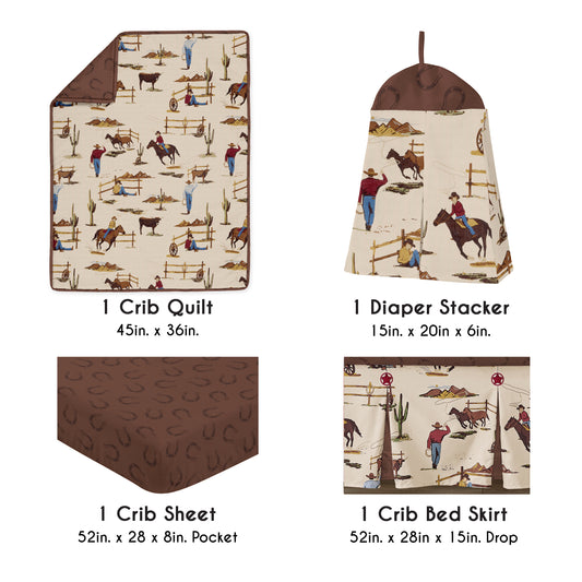 Wild West Cowboy 4 Piece Crib Bedding