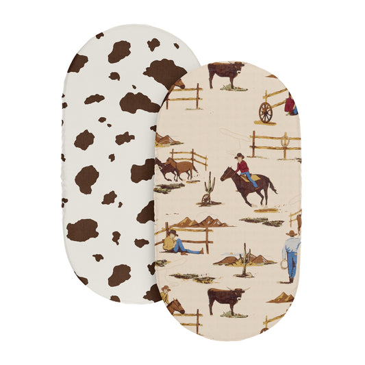 Wild West Cowboy Collection 2 Pack Baby Bassinet Fitted Sheets