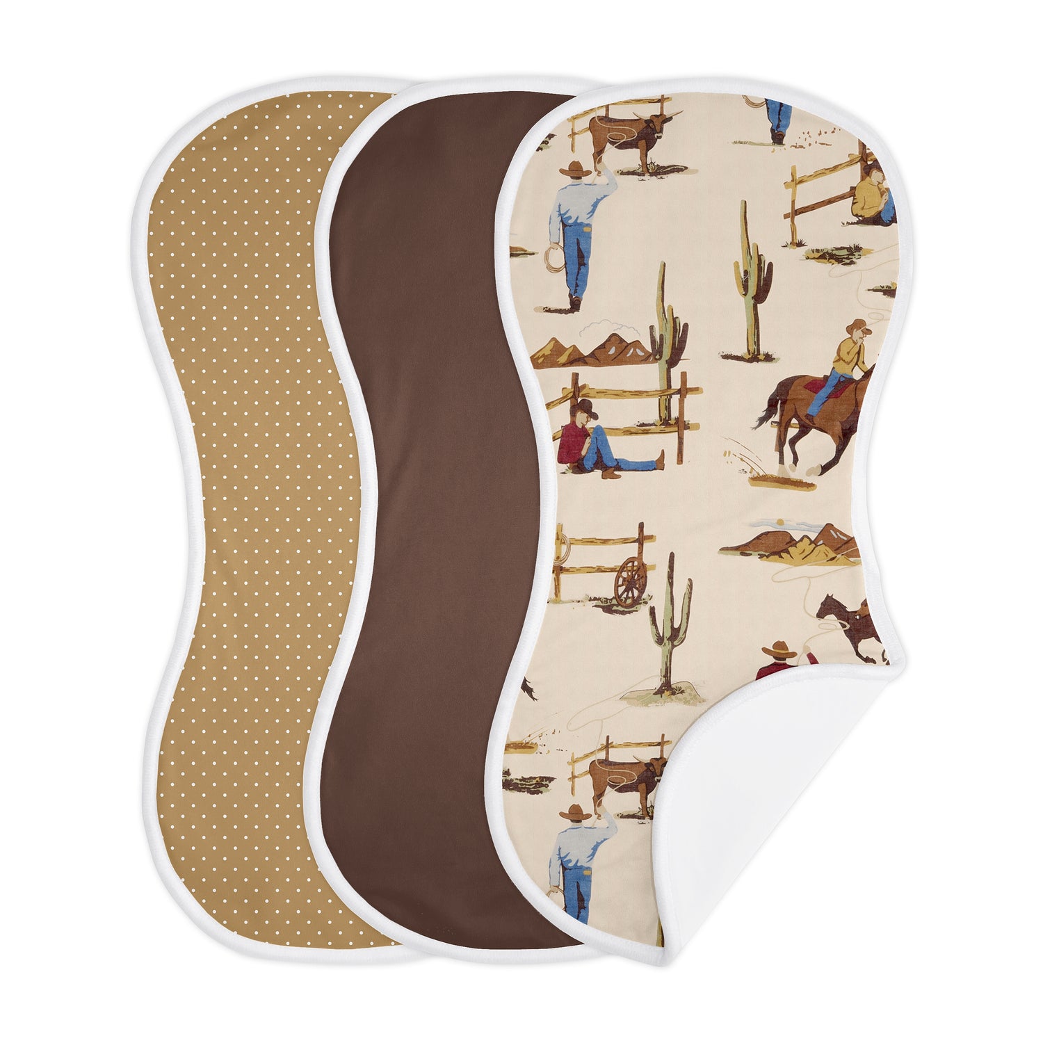 Wild West Collection Absorbent Burp Cloths - 3 Pack Set