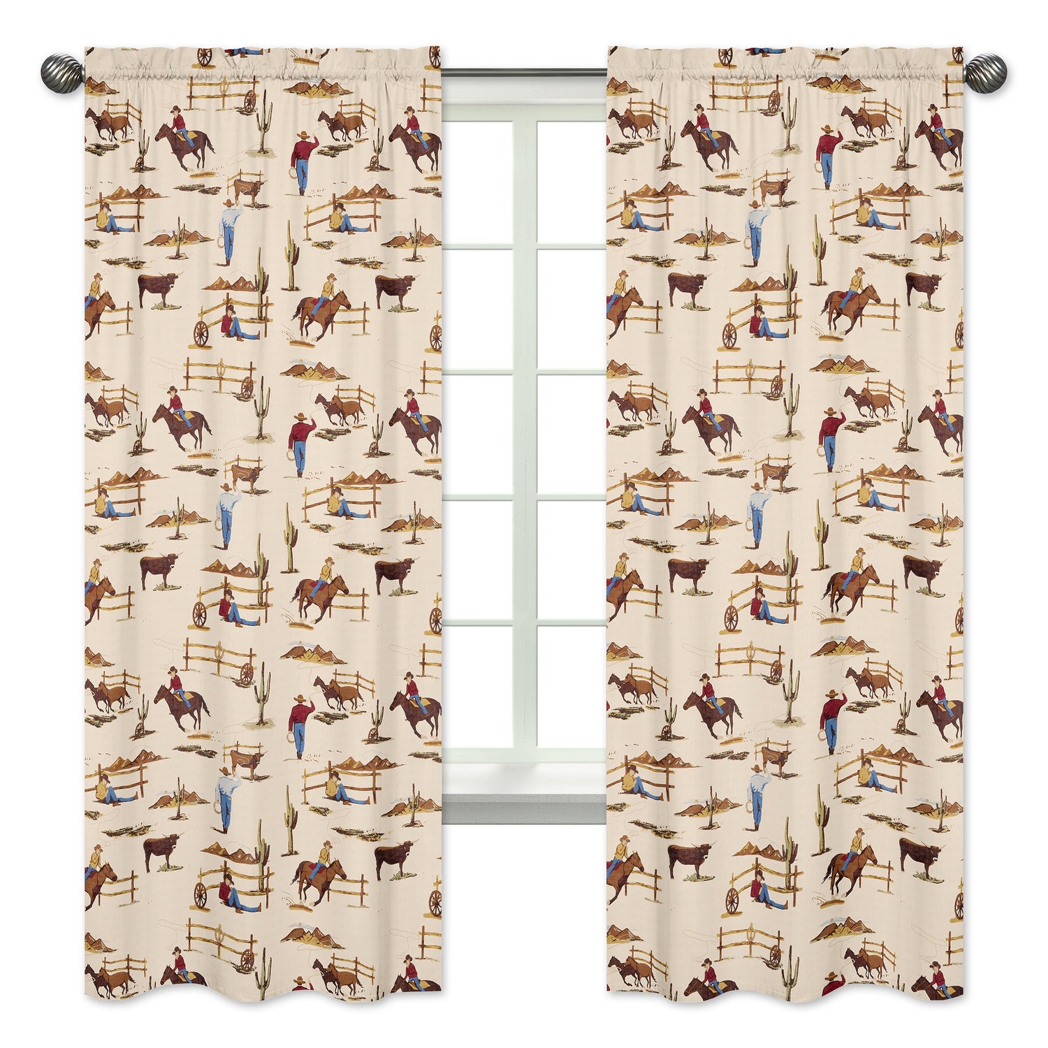 Wild West Cowboy Print Window Panels - Set of 2