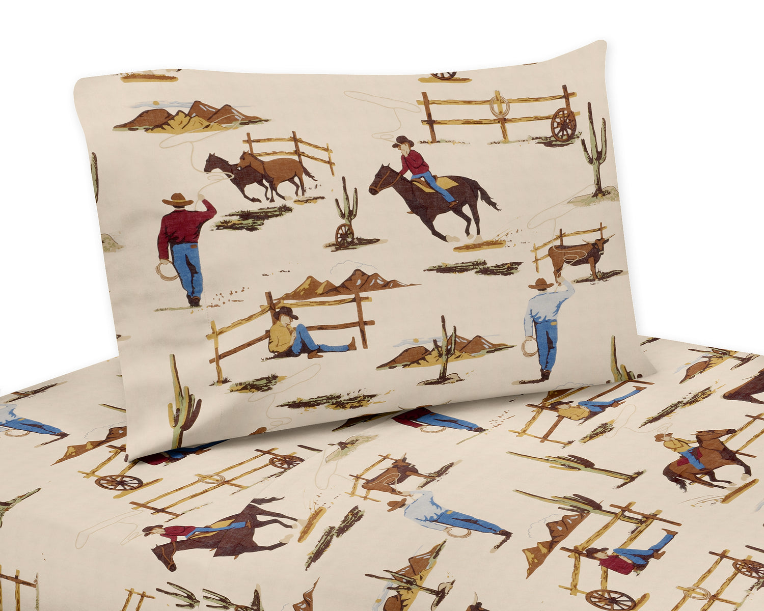 Wild West Cowboy Collection Twin Sheet Set - Horse Print