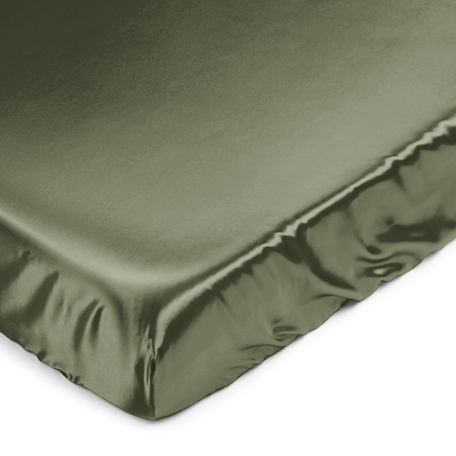 Woodland Camo Collection Satin Fitted Crib Sheet - Solid Dark Green