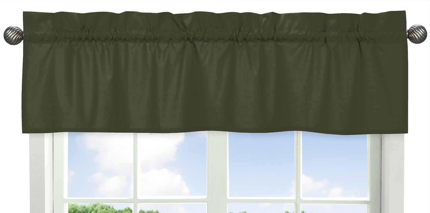 Woodland Camo Collection Solid Dark Green Window Valance