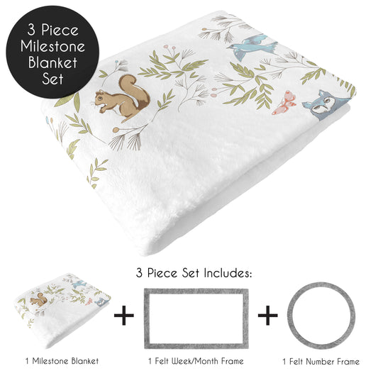 Woodland Toile Collection Monthly Milestone Baby Blanket