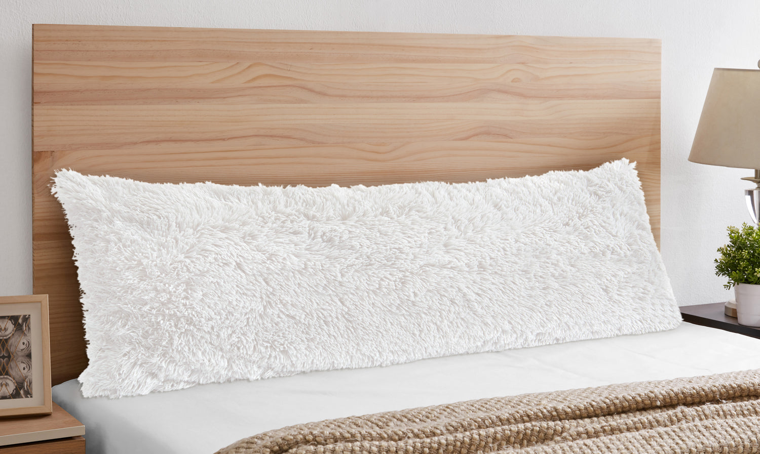 Boho Faux Fur White Collection Full Length Body Pillow Cover