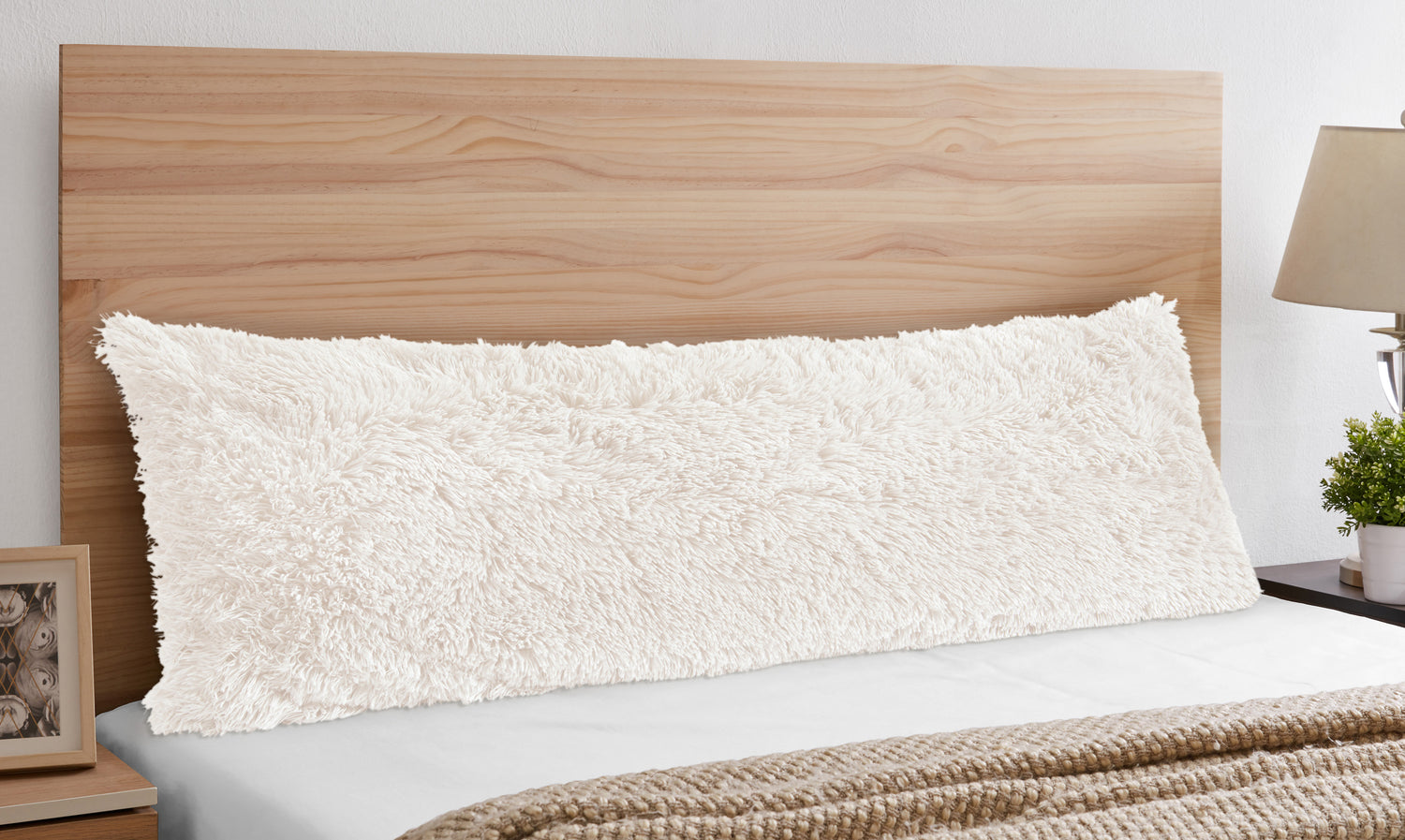 Boho Faux Fur Ivory Collection Full Length Body Pillow Cover