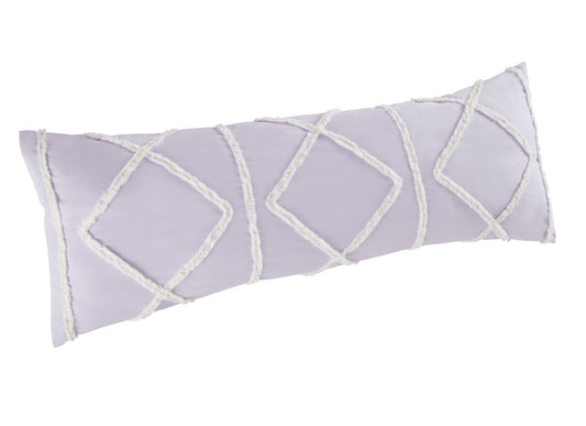 Boho Fringe Lavender Purple and Ivory Collection Full Length Body Pillow Cover