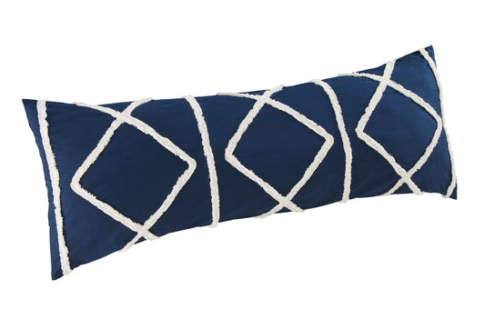 Boho Fringe Navy Blue and Ivory Collection Full Length Body Pillow Cover