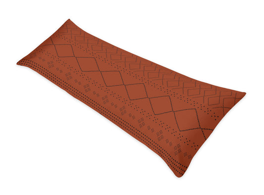 Boho Tribal Orange and Black Collection Full Length Body Pillow Cover