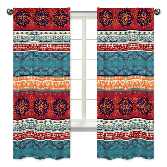Red Boho Collection Window Panels - Set of 2