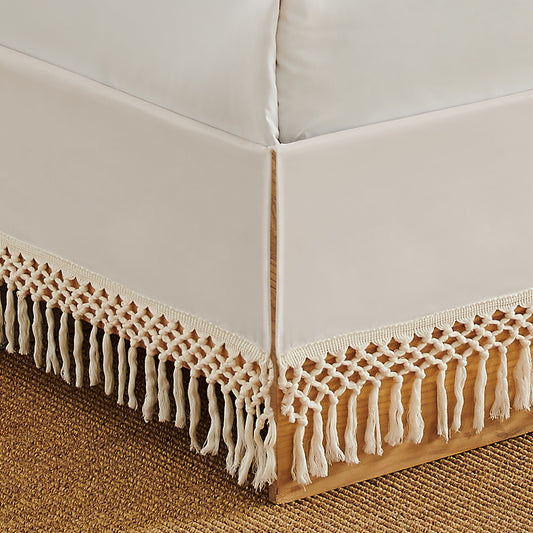 Boho Fringe Collection Tufted Tassel Queen Bed Skirt