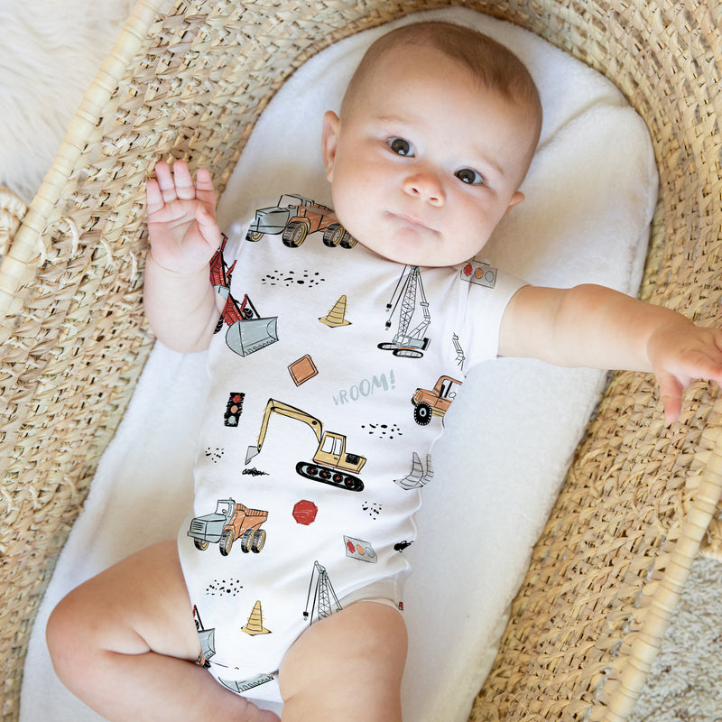 Construction Truck Collection 0-6M Baby Clothes Bodysuits - 2 Pack Set