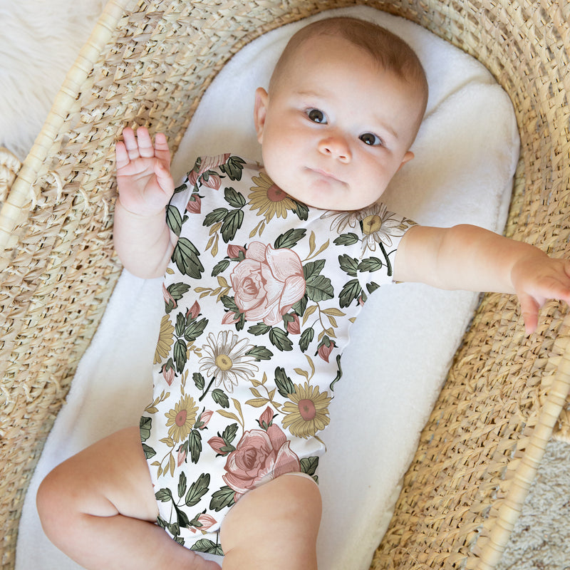 Vintage Floral Collection 0-6M Baby Clothes Bodysuits - 2 Pack Set