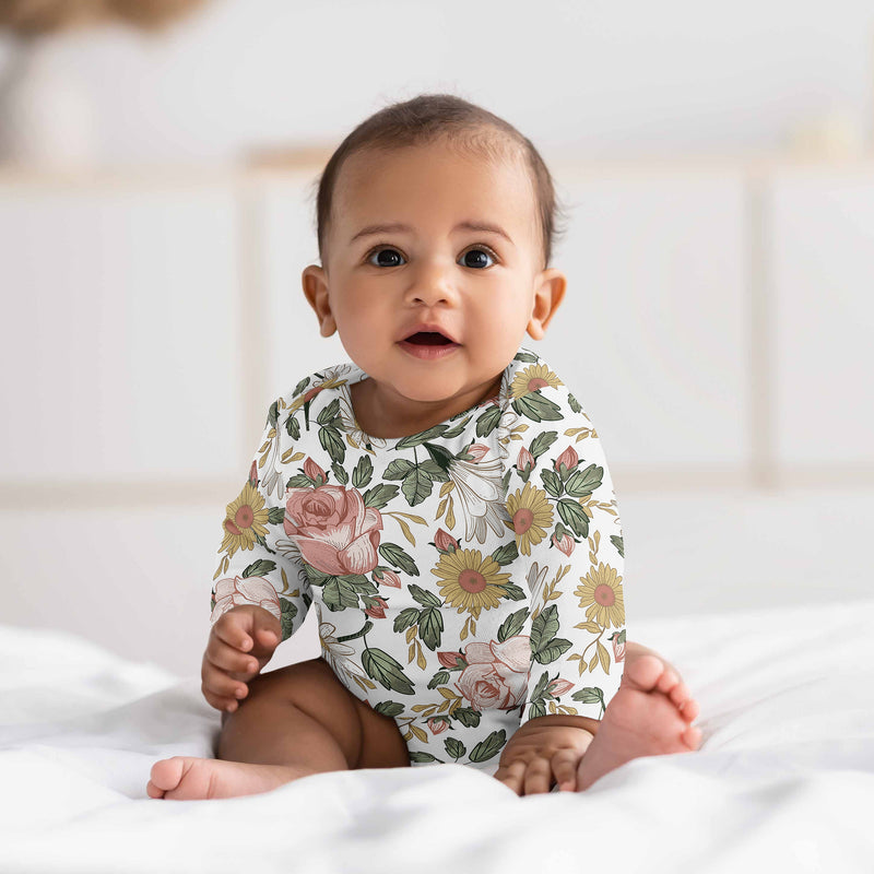 Vintage Floral Collection 0-6M Baby Clothes Bodysuits - 2 Pack Set