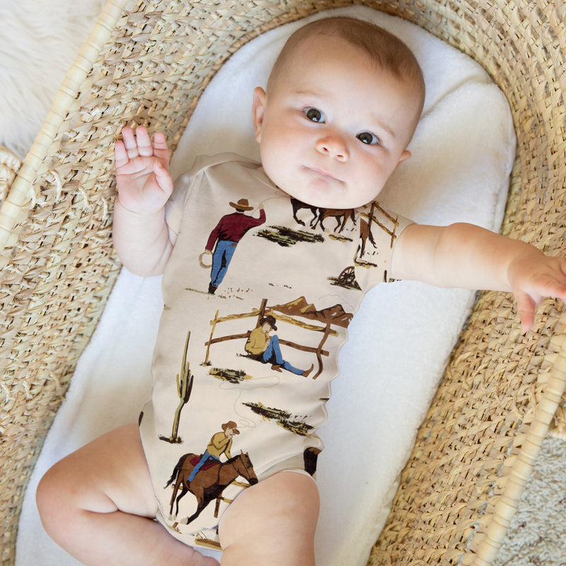 Wild West Cowboy Collection 6-12M Baby Clothes Bodysuits - 2 Pack Set
