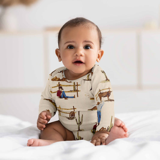 Wild West Cowboy Collection 0-6M Baby Clothes Bodysuits - 2 Pack Set
