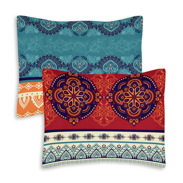 Red Boho Collection Pillow Sham Covers - 2 Pack Set