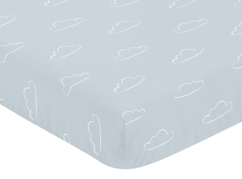 Airplane Green and Blue Collection Crib Sheet - Cloud Print