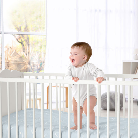Airplane Green and Blue Collection Crib Sheet - Cloud Print