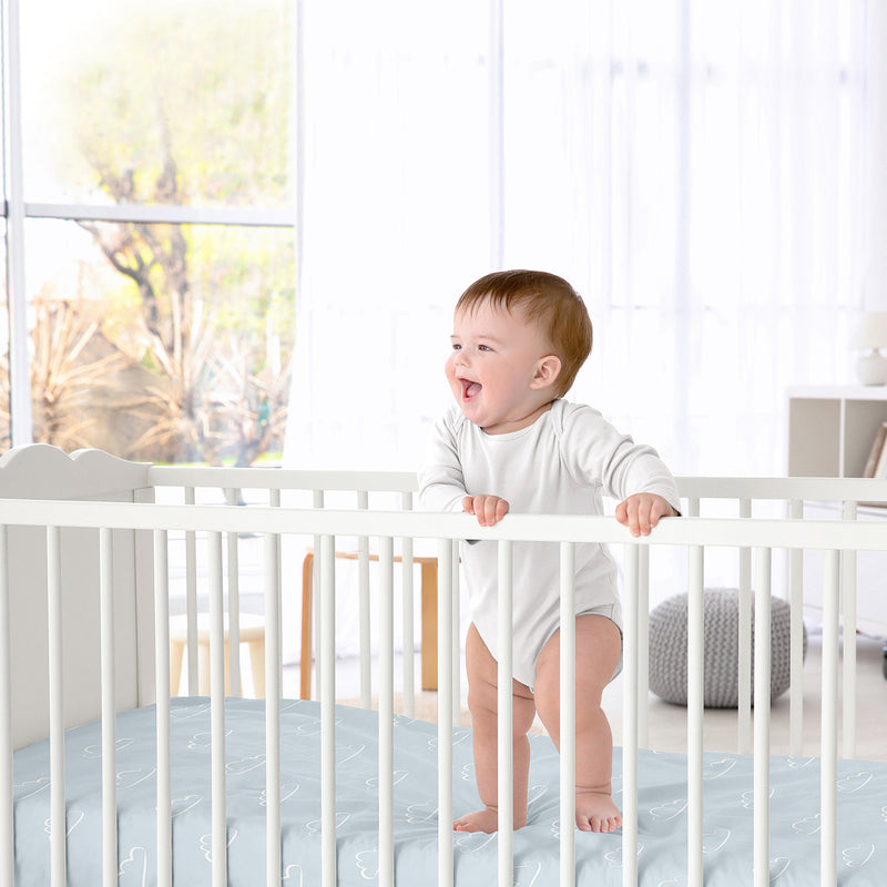 Airplane Green and Blue Collection Crib Sheet - Cloud Print