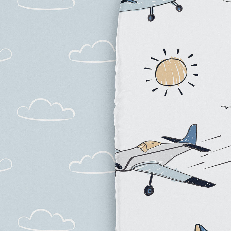 Airplane Green and Blue Collection 2 Pack Baby Bassinet Fitted Sheets