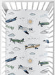 Airplane Green and Blue Collection Crib Sheet