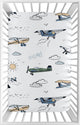 Airplane Green and Blue Collection Mini Crib Sheet