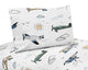 Airplane Green and Blue Collection Queen Sheet Set