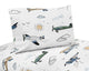 Airplane Green and Blue Collection Twin Sheet Set