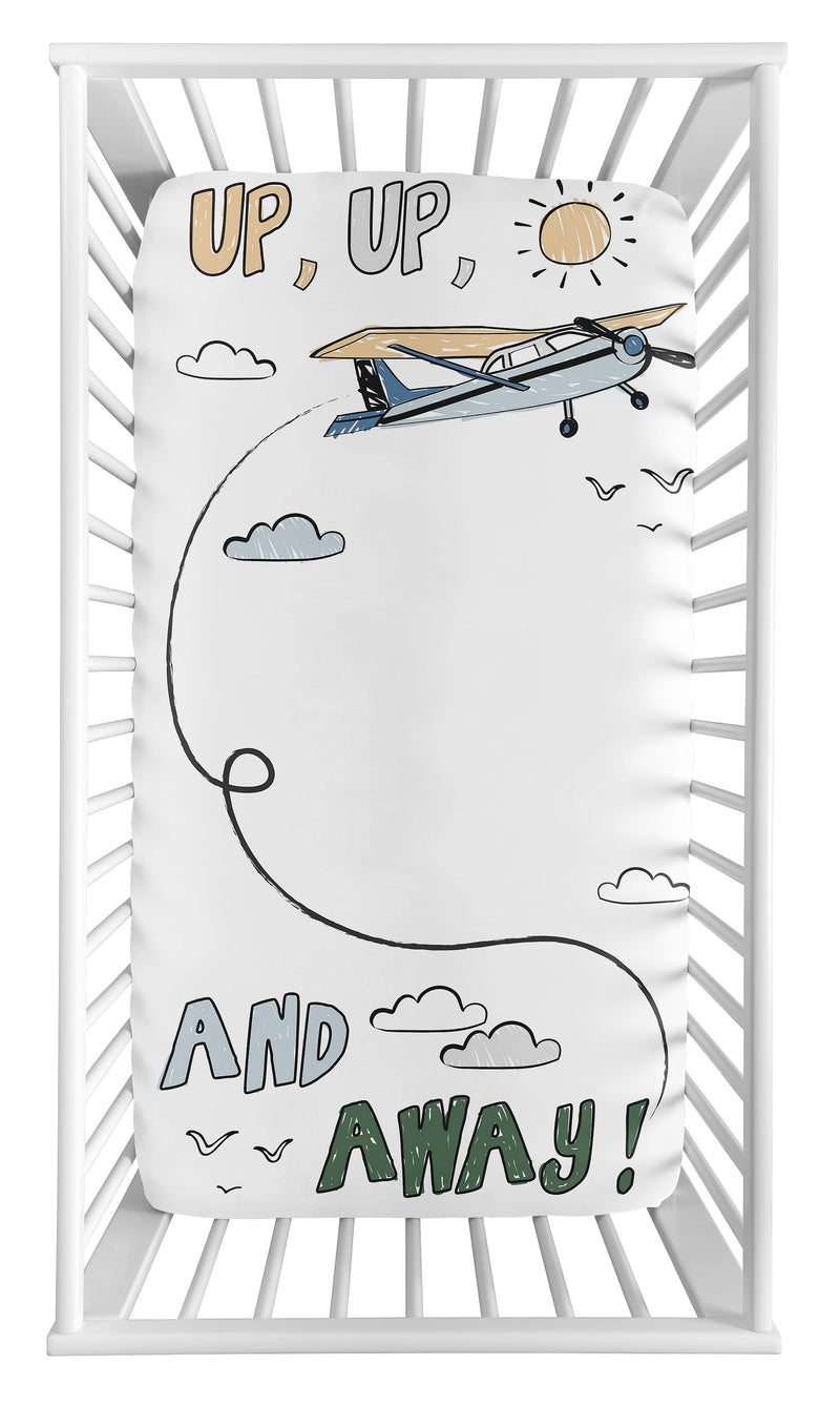 Airplane Green and Blue Collection Photo Op Crib Sheet