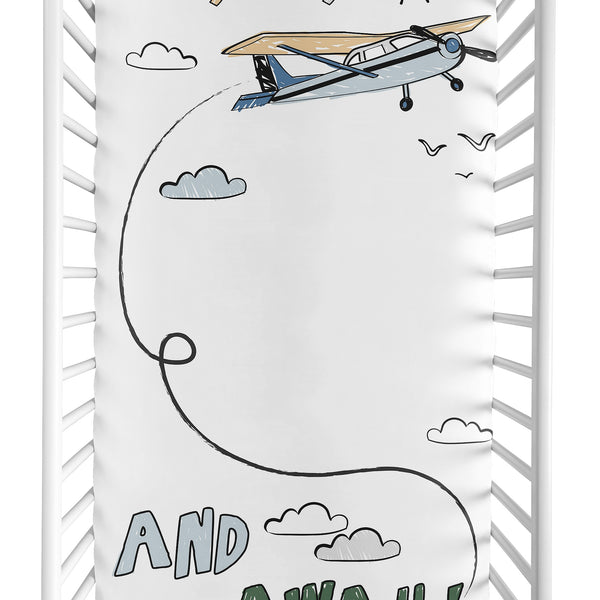 Airplane Green and Blue Collection Photo Op Crib Sheet alternate view