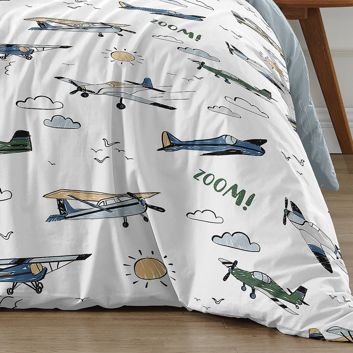 Airplane Green and Blue Collection Full/Queen Bedding
