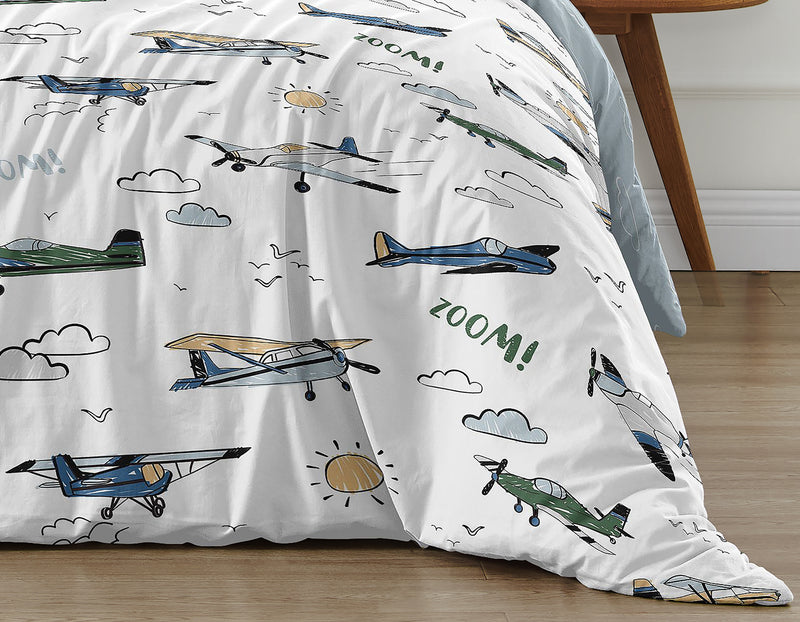 Airplane Green and Blue Collection Twin Bedding