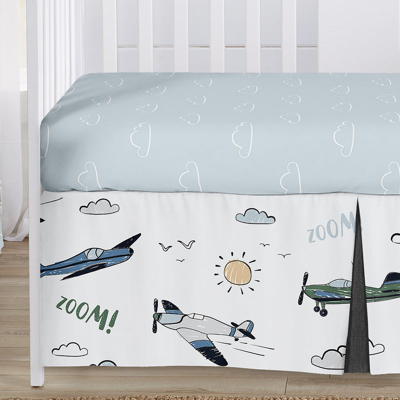 Airplane Green and Blue Collection 4 Piece Crib Bedding