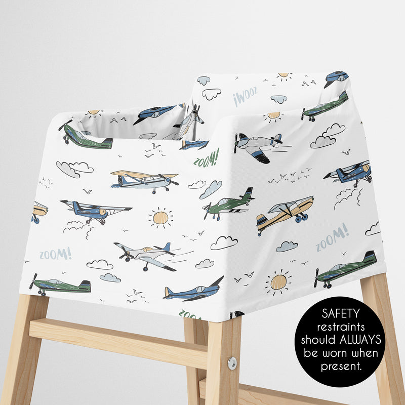 Airplane Green and Blue Collection Multi Use Baby Car Seat and Nursing Cover