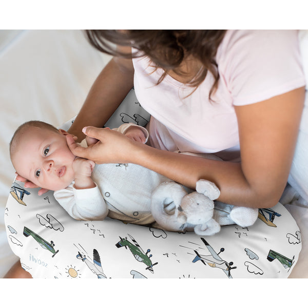 Airplane Green and Blue Collection Nursing Breastfeeding Pillow Cover alternate view