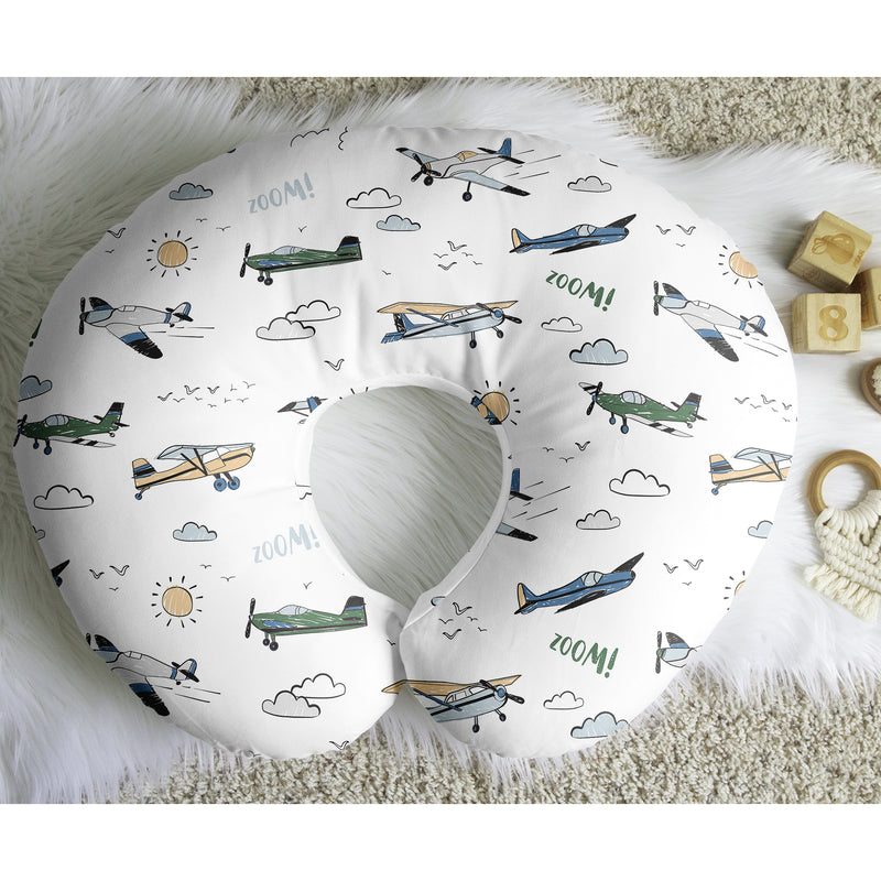Airplane Green and Blue Collection Nursing Breastfeeding Pillow Cover