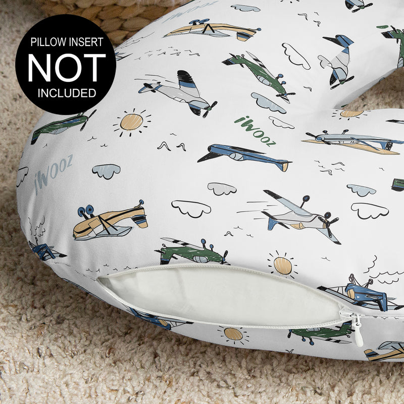 Airplane Green and Blue Collection Nursing Breastfeeding Pillow Cover