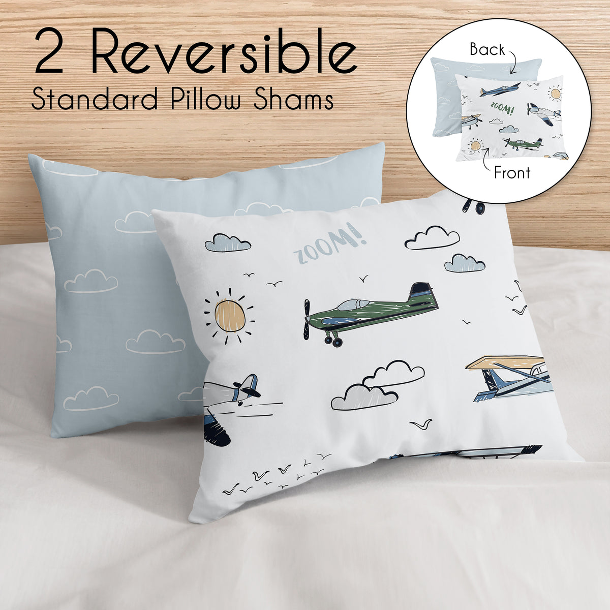 Airplane Green and Blue Collection Full/Queen Bedding