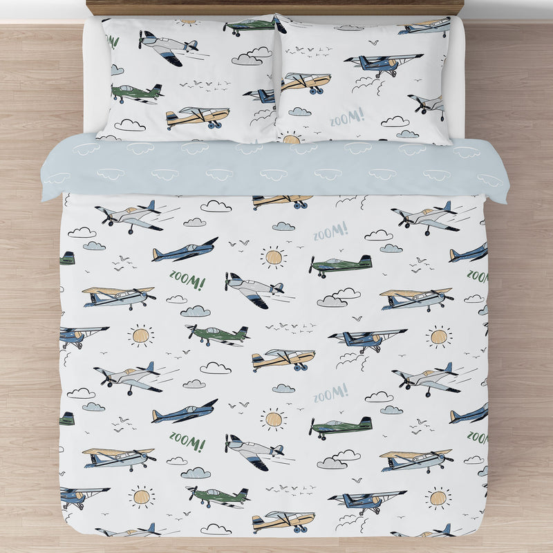 Airplane Green and Blue Collection Full/Queen Bedding