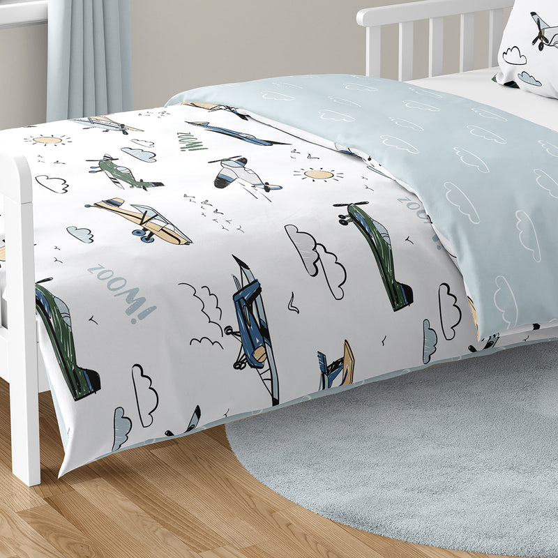 Airplane Green and Blue Collection Toddler Bedding