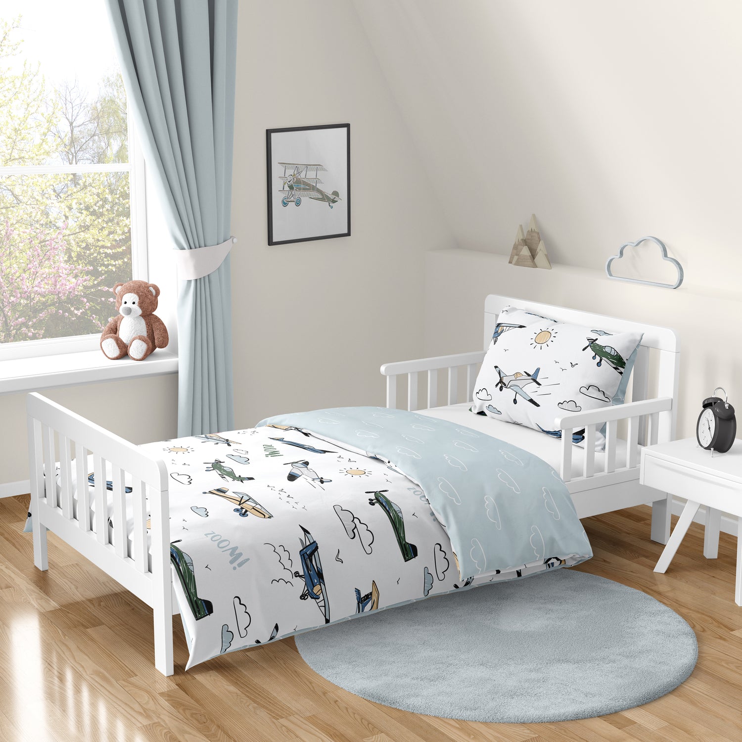 Airplane Green and Blue Collection Toddler Bedding