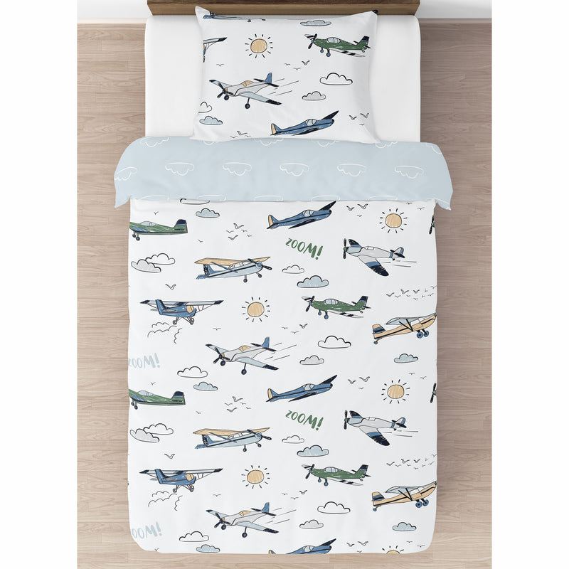 Airplane Green and Blue Collection Twin Bedding