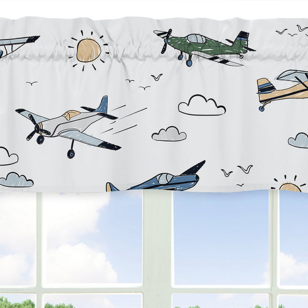 Airplane Green and Blue Collection Window Valance