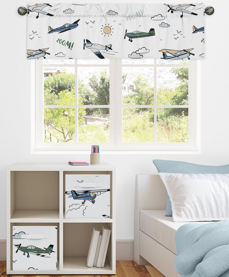 Airplane Green and Blue Collection Window Valance