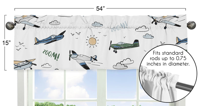 Airplane Green and Blue Collection Window Valance